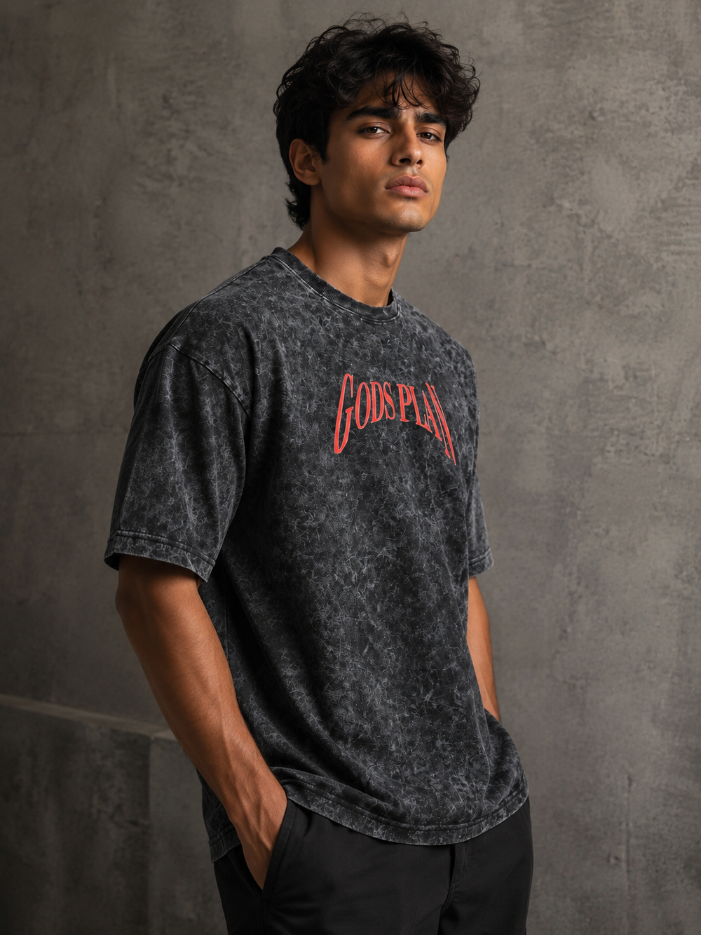 God's plan essential oversized Acidwash Tshirt