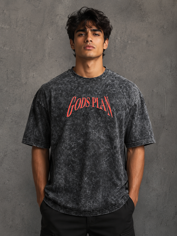 God's plan essential oversized Acidwash Tshirt