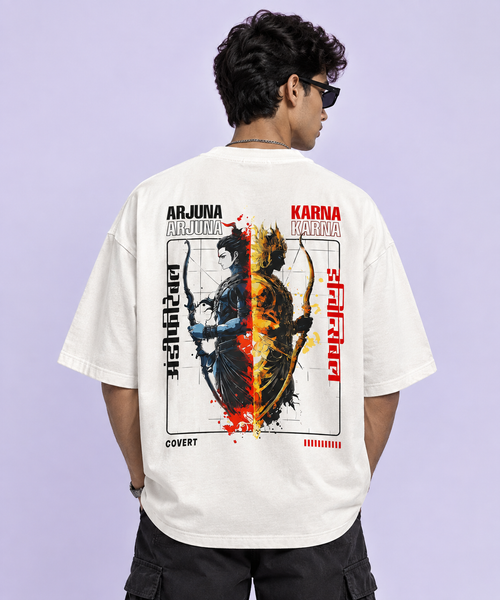 Arjuna &Karna oversized white tee