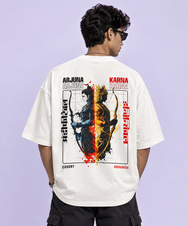 Arjuna &Karna oversized white tee