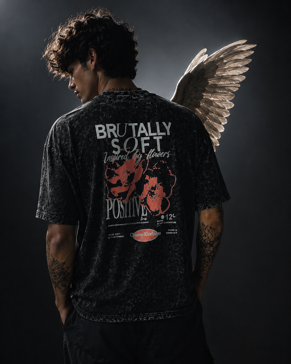 Black oversized acid wash T- shirt