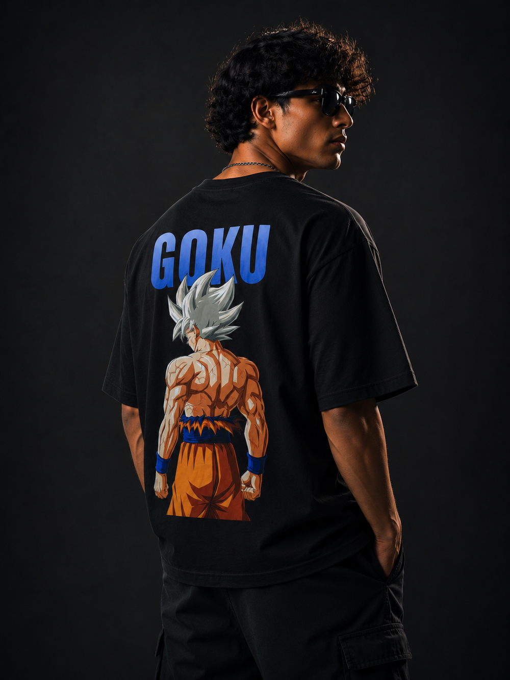 Goku printed black oversized T-shirt
