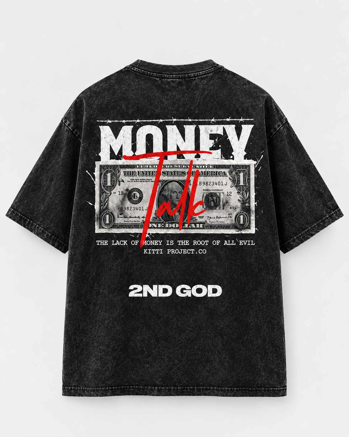 Money talks oversized acidwash tee