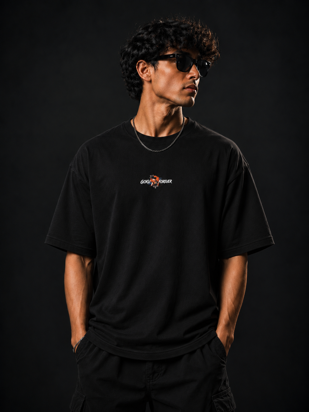 Goku printed black oversized T-shirt
